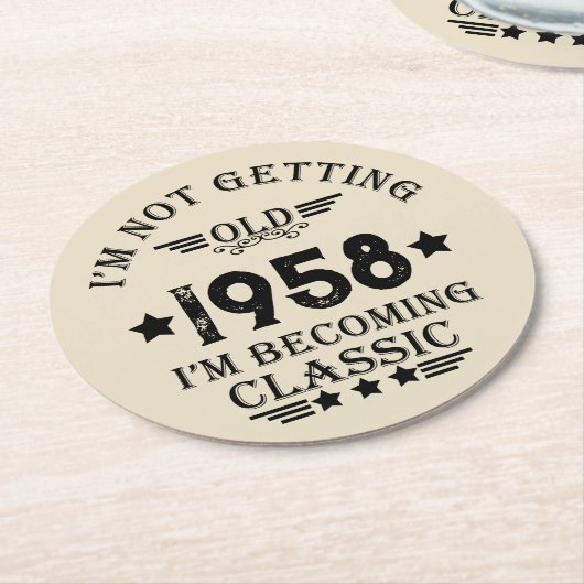 Gepersonaliseerd  65ste verjaardagsfeest ronde kartonnen onderzetter (Gebogen)