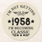 Gepersonaliseerd 65ste verjaardagsfeest ronde kartonnen onderzetter (Voorkant)