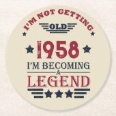 Gepersonaliseerd  65ste verjaardagsfeest ronde kartonnen onderzetter (Voorkant)