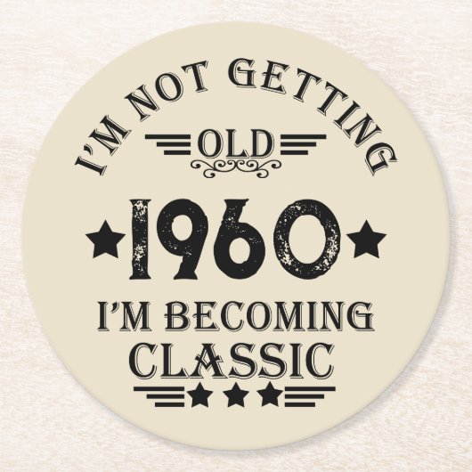 Gepersonaliseerd  65ste verjaardagsfeest ronde kartonnen onderzetter (Voorkant)