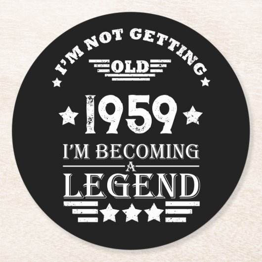 Gepersonaliseerd  65ste verjaardagsfeest ronde kartonnen onderzetter (Voorkant)