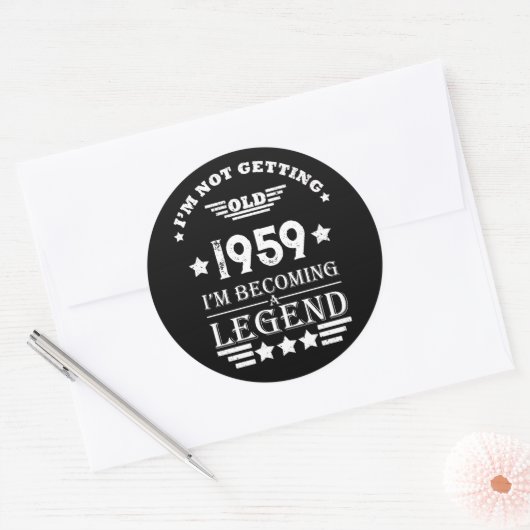 Gepersonaliseerd  65ste verjaardagsfeest ronde sticker (Envelop)