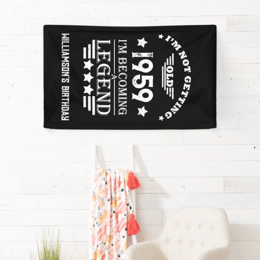 Gepersonaliseerd 65ste verjaardagsfeest spandoek (Insitu)