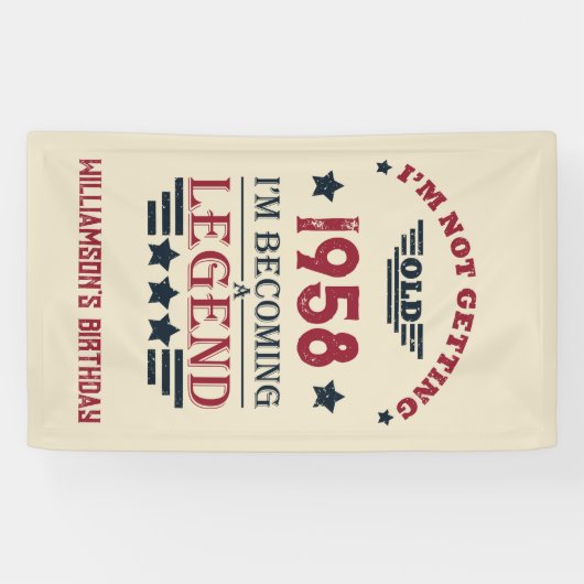 Gepersonaliseerd 65ste verjaardagsfeest spandoek (Horizontaal)