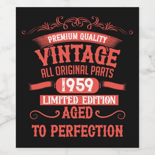 Gepersonaliseerd 65ste verjaardagsfeest wijn etiket (Enkel label)