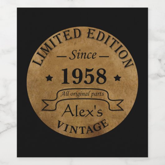 Gepersonaliseerd  65ste verjaardagsfeest wijn etiket (Enkel label)