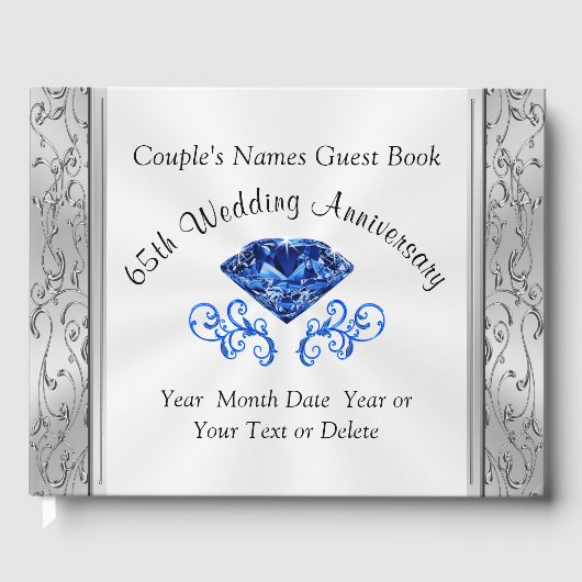 Gepersonaliseerd 65th Wedding Jubileum Gastenboek (Voorkant)