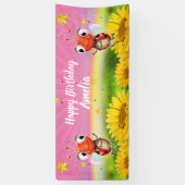 Gepersonaliseerd 6' x 2,5' Ladybug Birthday vinyl Spandoek (Verticaal)