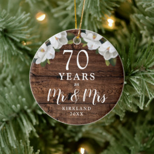 Gepersonaliseerd 70 jaar bruiloft Jubileum Platinu Keramisch Ornament