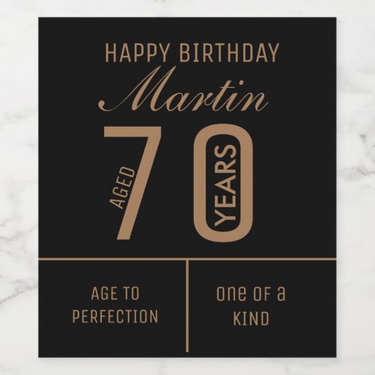 Gepersonaliseerd 70e Birthday-wijnetiket Wijn Etiket (Enkel label)