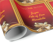 Gepersonaliseerd 70e verjaardag Rode gouden gift Cadeaupapier (Rol Hoek)