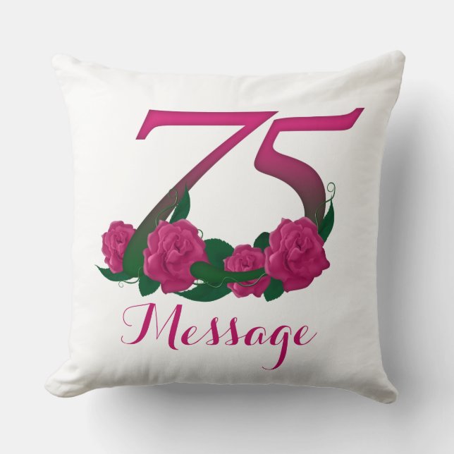 Gepersonaliseerd 75e verjaardag Sierkussen 20 x 20 (Voorkant)