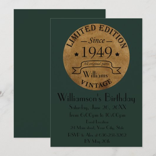 Gepersonaliseerd  75e verjaardagsfeest kaart (Voorkant / Achterkant)