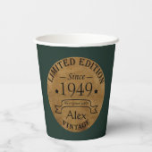 Gepersonaliseerd 75e verjaardagsfeest papieren bekers (Achterkant)