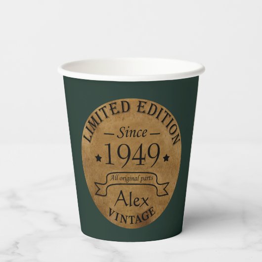 Gepersonaliseerd 75e verjaardagsfeest papieren bekers (Achterkant)