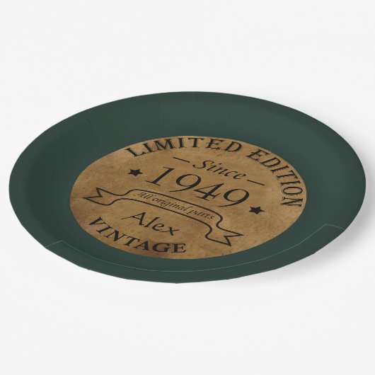 Gepersonaliseerd  75e verjaardagsfeest papieren bordje (Gekanteld)