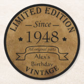 Gepersonaliseerd  75e verjaardagsfeest ronde kartonnen onderzetter (Voorkant)