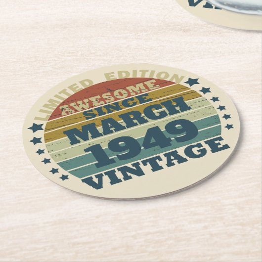 Gepersonaliseerd  75e verjaardagsfeest ronde kartonnen onderzetter (Gebogen)