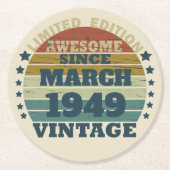 Gepersonaliseerd  75e verjaardagsfeest ronde kartonnen onderzetter (Voorkant)