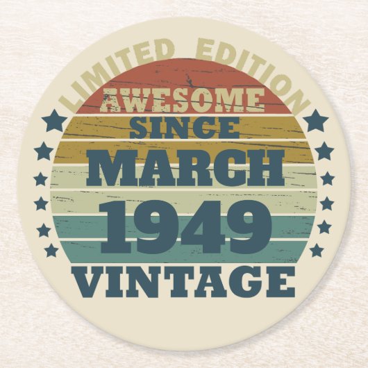 Gepersonaliseerd 75e verjaardagsfeest ronde kartonnen onderzetter (Voorkant)