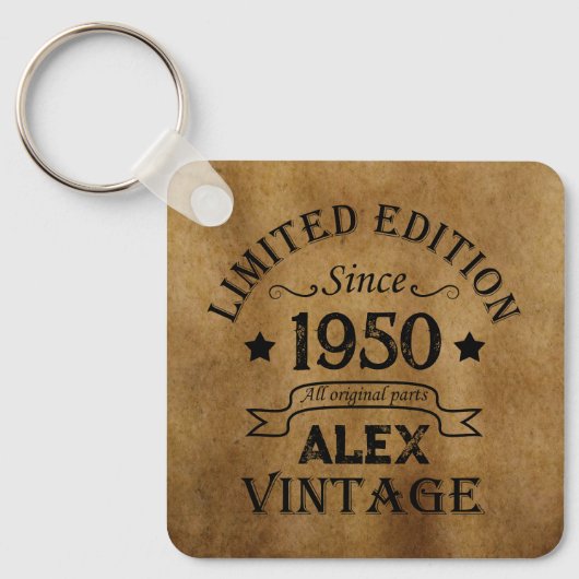 Gepersonaliseerd  75e verjaardagsfeest sleutelhanger (Voorkant)