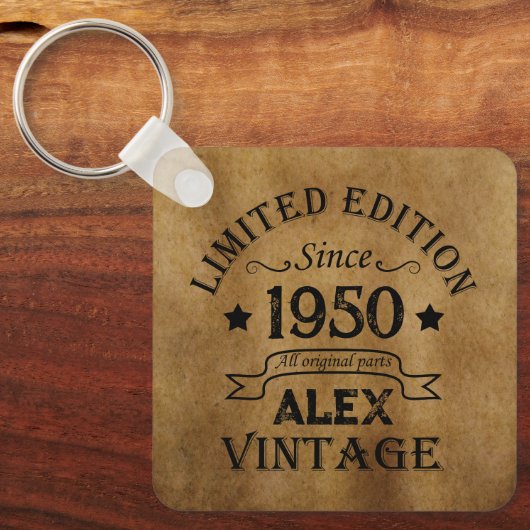 Gepersonaliseerd  75e verjaardagsfeest sleutelhanger (Voorkant)