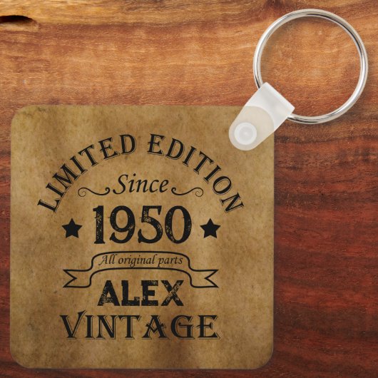 Gepersonaliseerd  75e verjaardagsfeest sleutelhanger (Achterkant)