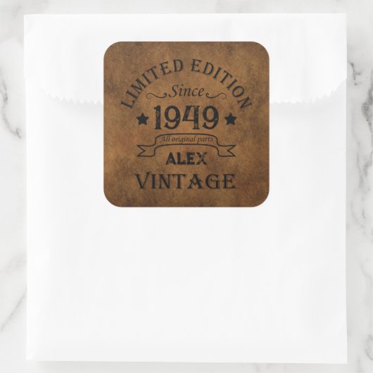 Gepersonaliseerd  75e verjaardagsfeest vierkante sticker (Tas)