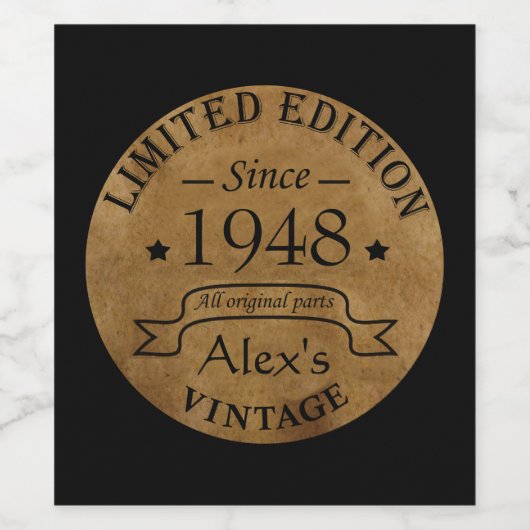 Gepersonaliseerd  75e verjaardagsfeest wijn etiket (Enkel label)