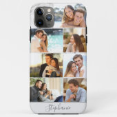 Gepersonaliseerd 7 Fotocollage Grijs Marmer Case-Mate iPhone Case (Achterkant)