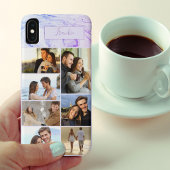 Gepersonaliseerd 7 Fotocollage Indigo Violet Marme Case-Mate iPhone Case