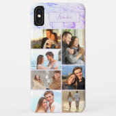 Gepersonaliseerd 7 Fotocollage Indigo Violet Marme Case-Mate iPhone Case (Achterkant)