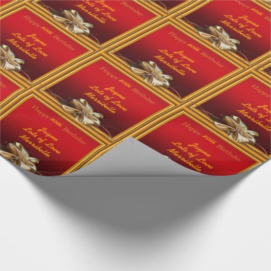 Gepersonaliseerd 80e tachtigste verjaardag rood go cadeaupapier (Hoek)