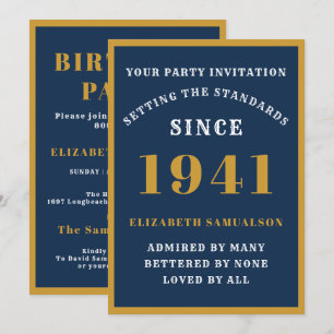 Gepersonaliseerd 80e verjaardag 1941 Elegant Blue  Kaart