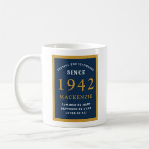 Gepersonaliseerd 80e verjaardag 1942 Elegant Blue  Koffiemok