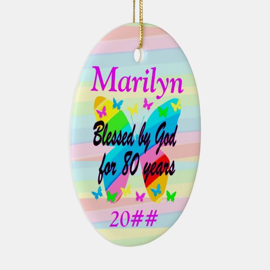 GEPERSONALISEERD 80E VERJAARDAG VLINDER ORNAMENT (Rechts)