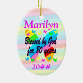 GEPERSONALISEERD 80E VERJAARDAG VLINDER ORNAMENT (Achterkant)