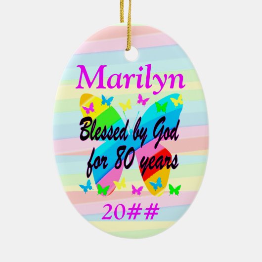 GEPERSONALISEERD 80E VERJAARDAG VLINDER ORNAMENT (Achterkant)