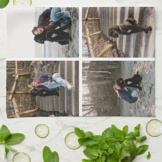 Gepersonaliseerd 8 Foto Collage Keuken Handdoeken (Gevouwen)