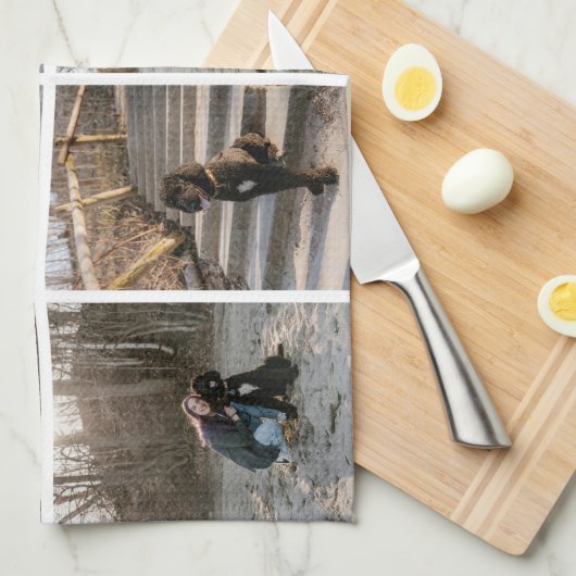 Gepersonaliseerd 8 Foto Collage Keuken Handdoeken (Quarter Fold)