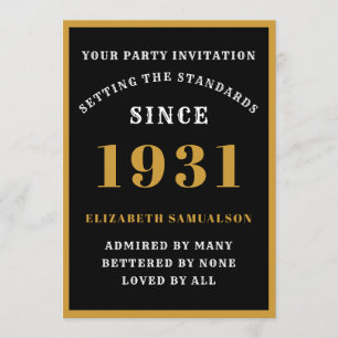 Gepersonaliseerd 90e verjaardag 1931 Elegant Black Kaart