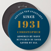 Gepersonaliseerd 90e verjaardag 1931 Elegant Blue  Ronde Button 6,0 Cm (Voorkant /achterkant)