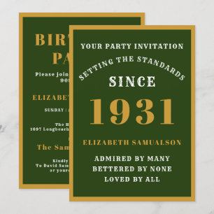 Gepersonaliseerd 90e verjaardag 1931 Elegant Green Kaart
