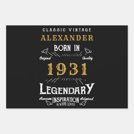 Gepersonaliseerd 90e verjaardag Geboren in 1931  z Inpakpapier Vel (Voorkant)