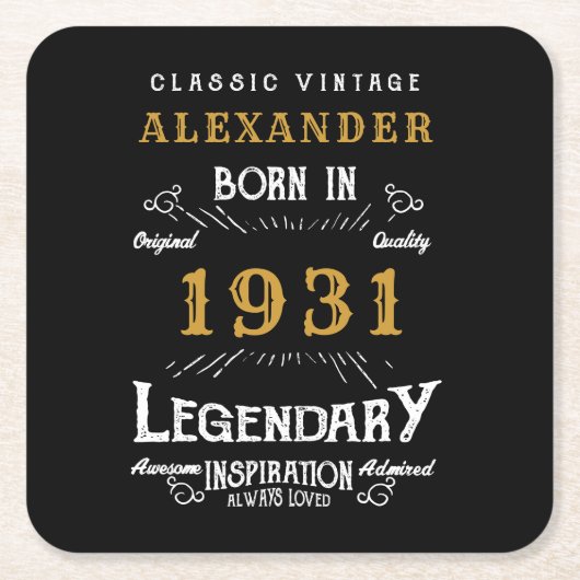 Gepersonaliseerd 90e verjaardag Geboren in 1931  z Kartonnen Onderzetters (Voorkant)