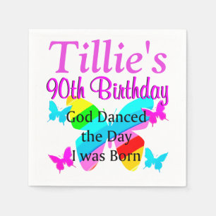  GEPERSONALISEERD 90E VERJAARDAG VLINDER SERVET