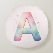 Gepersonaliseerd 'A' Geboorte rond kussen (Voorkant)