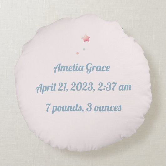 Gepersonaliseerd 'A' Geboorte rond kussen (Achterkant)