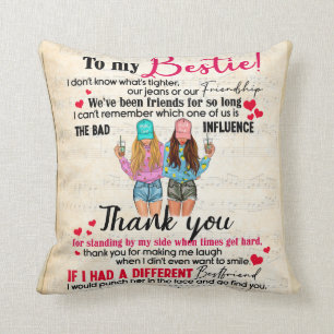 Gepersonaliseerd aan mijn Bestie, vrienden geven v Kussen