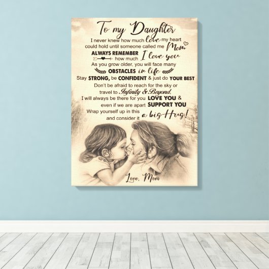 Gepersonaliseerd aan mijn dochter, liefde van mam  canvas afdruk (Insitu (Houten vloer))